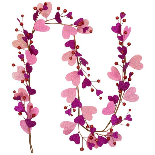 Northlight 6' Glittered Hearts and Berries Valentine's Day Garland